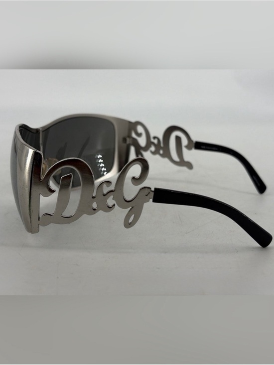 Dolce & Gabbana Accessories - Y2K Dolce & Gabbana Silver Logo Side Shield Sunglasses - Silver/Black
